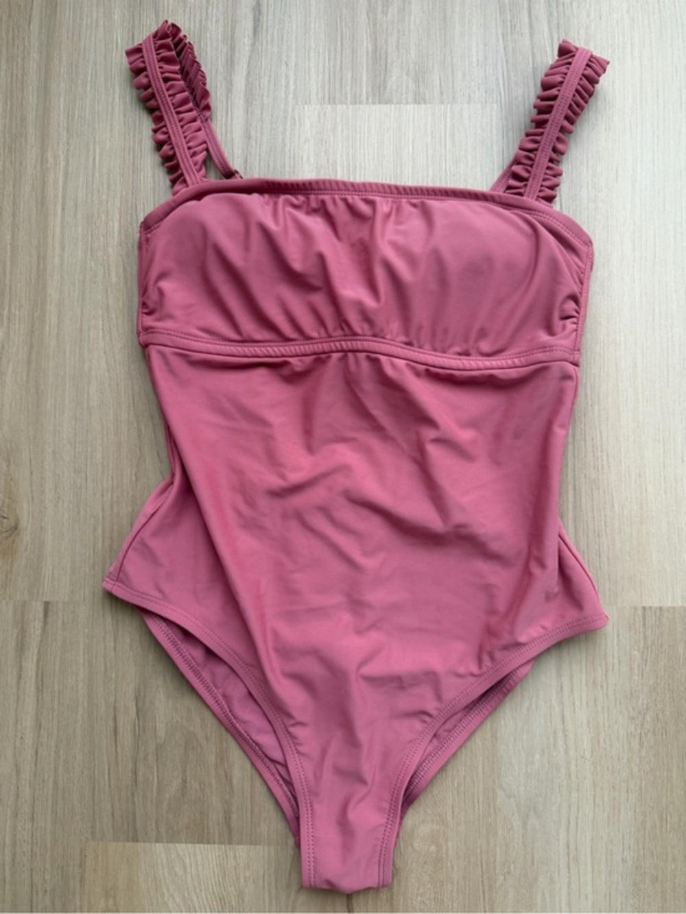 Kona Sol One Piece Swimsuit Women’s Small Pink Ruffle Strap Open Back